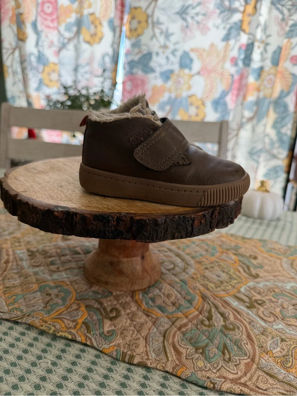 Carter's Toddler Boy Boots Sz 6 Brown Faux-Leather Sherpa-Lined Velcro Kids Boot